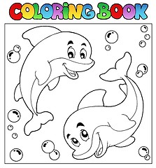 Image showing Coloring book with dolphins 1