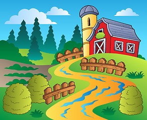 Image showing Country scene with red barn 4