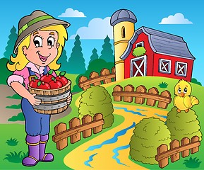 Image showing Country scene with red barn 7