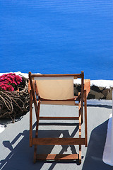 Image showing Sunbeds on Santorini