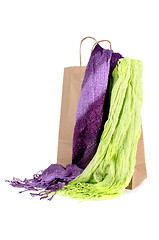 Image showing Shopping bag with scarves