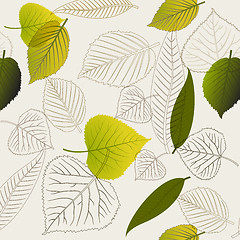 Image showing Spring leafs abstract seamless pattern