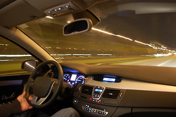 Image showing car in motion at night