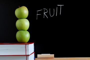 Image showing apples and chalkboard