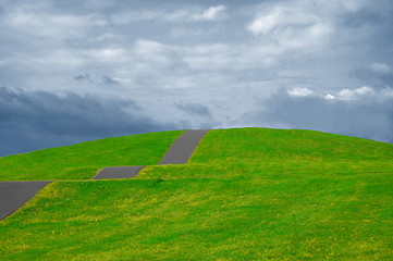 Image showing grassland in summer under cloudy sky