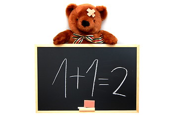 Image showing teddy and blackboard