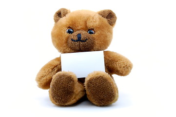Image showing isolated teddy with blank sheet