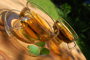 Image showing cup tea in the garden