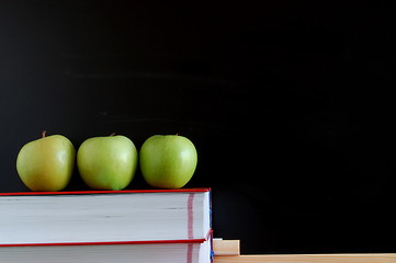 Image showing blank blackboard with apples
