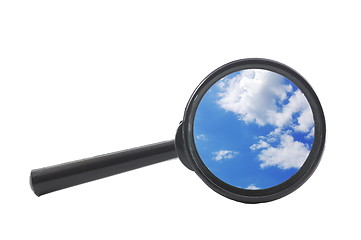 Image showing blue sky and magnifying glass