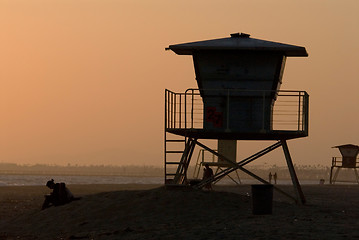 Image showing silhoette of lifeguard post
