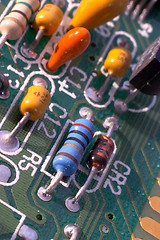 Image showing Capacitors and resistors in a computer