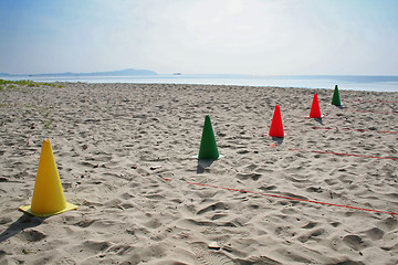 Image showing Cones on the beach