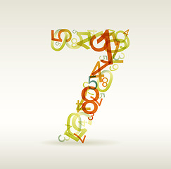 Image showing Number seven made from colorful numbers