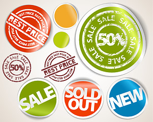 Image showing Set of labels and stickers - sale and best price