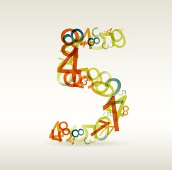 Image showing Number five made from colorful numbers