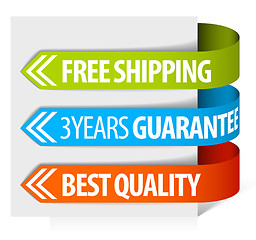 Image showing tags for free shipping, guarantee and quality