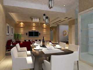 Image showing Interior fashionable living-room rendering 