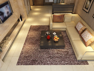 Image showing Interior fashionable living-room rendering 