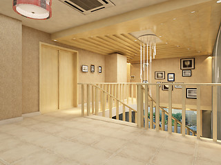 Image showing Interior fashionable living-room rendering 