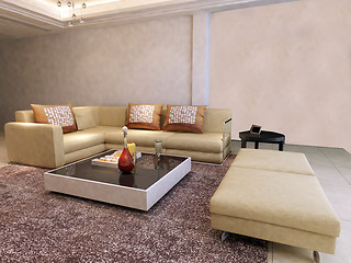 Image showing Interior fashionable living-room rendering 