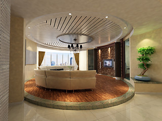 Image showing Interior fashionable living-room rendering 