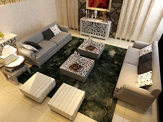 Image showing Interior fashionable living-room rendering 