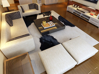 Image showing Interior fashionable living-room rendering 