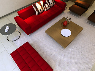 Image showing Interior fashionable living-room rendering 