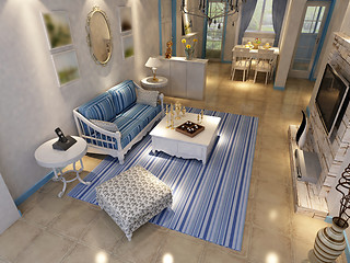 Image showing Interior fashionable living-room rendering 