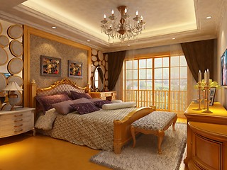 Image showing rendering of home interior focused on bed room 