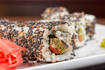 Image showing Sushi with sesame