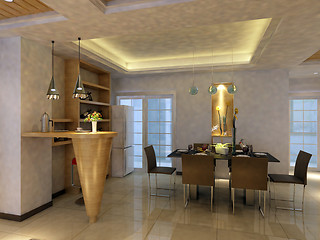 Image showing Interior fashionable living-room rendering 