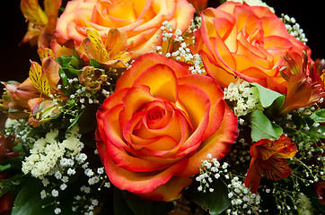 Image showing orange roses flower bouquet