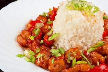 Image showing Pork meat and japanese rice