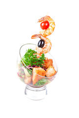 Image showing Fried kebab of shrimps and fish