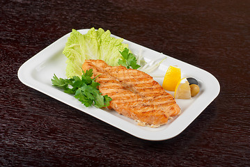 Image showing Grilled salmon steak