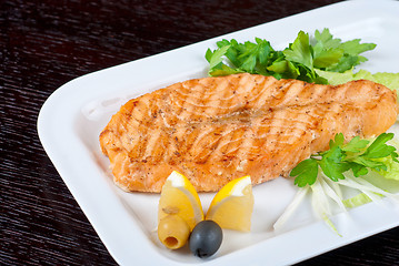 Image showing Grilled salmon steak