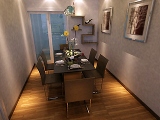 Image showing Interior fashionable living-room rendering 