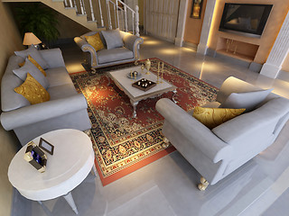 Image showing Interior fashionable living-room rendering 