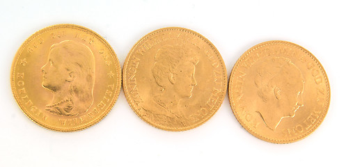 Image showing Gold Netherland coins on white background