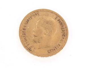 Image showing Gold Russian coin on white background