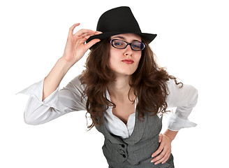 Image showing beautiful girl in the black hat