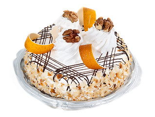 Image showing Cake with cream and nuts