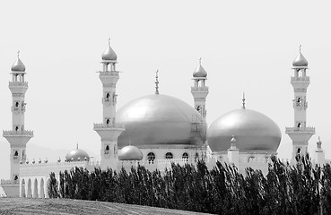 Image showing Golden Mosque in black-and-white