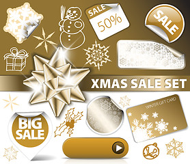 Image showing Set of Christmas golden discount tickets