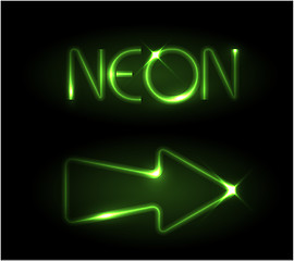 Image showing Green neon arrow