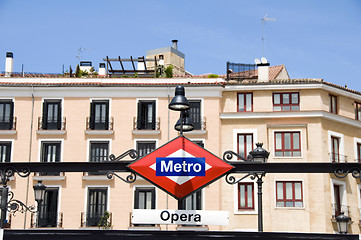 Image showing metro sign Opera stop Madrid Spain