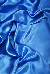 Image showing Smooth elegant blue silk can use as background 