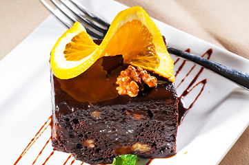 Image showing chocolate and walnuts cake